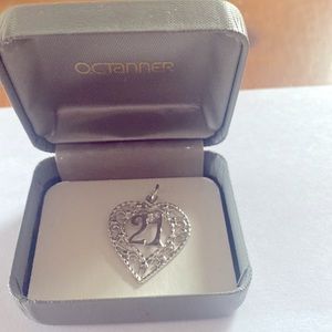 Sterling Silver rhodium plated Number 21.